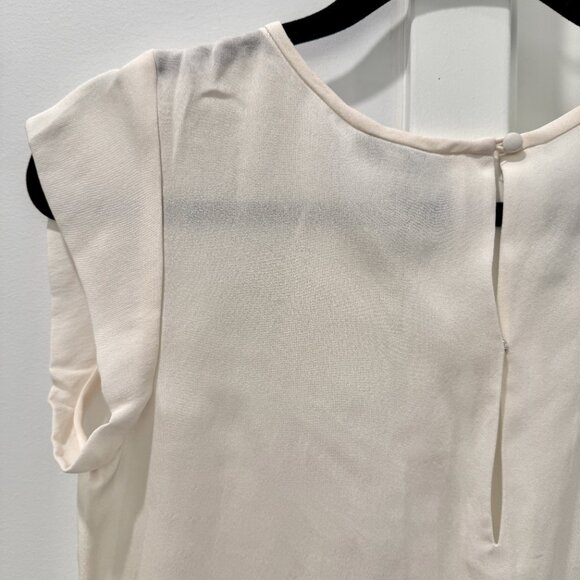 NWT XS Joie Rancher Silk Top Pocket Short Cap Sleeve Shirt Porcelain Ivory Cream - Picture 5 of 16
